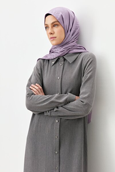 Nihan Büyük Beden Gömlek Yaka Tunik Füme