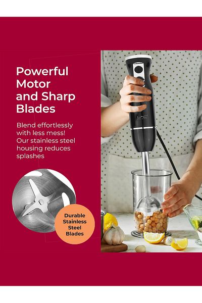 LAC LAICHY 4 In 1 Blender, 500w,2-speed with 500ml Food Chopper,600ml Container,for Smoothie Sauces Food Soups