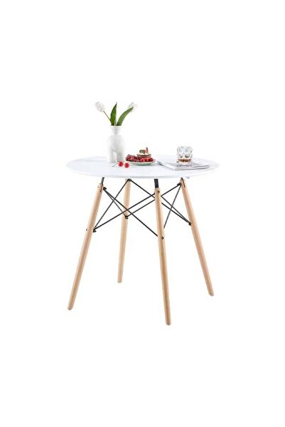 Taimi 3-Piece Dining Set, Solid Wood Table 80x80x72cm With Elegant 2-White Chairs Soft Padded Seats