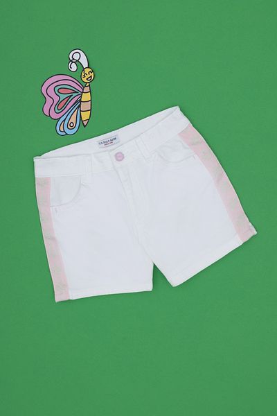 U.S. Polo Assn. Girl's White Piping Detailed Woven Shorts 50300897-Vr013