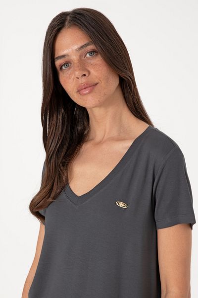 U.S. Polo Assn. Γυναικείο μπλουζάκι Anthracite V-Neck Basic 50300829-VR006