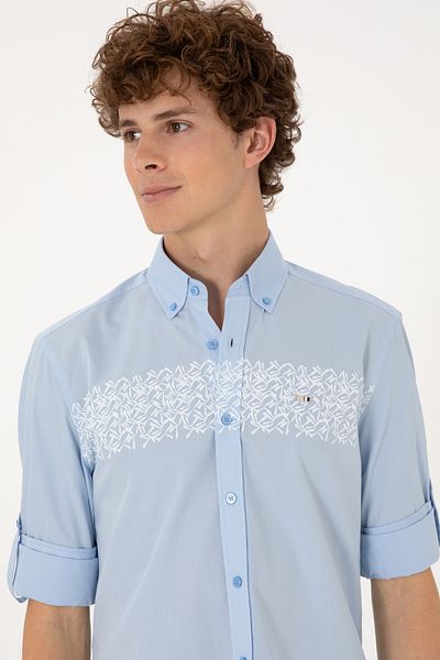 U.S. Polo Assn. Men's Light Blue Long Sleeve Shirt 50306362-Vr003