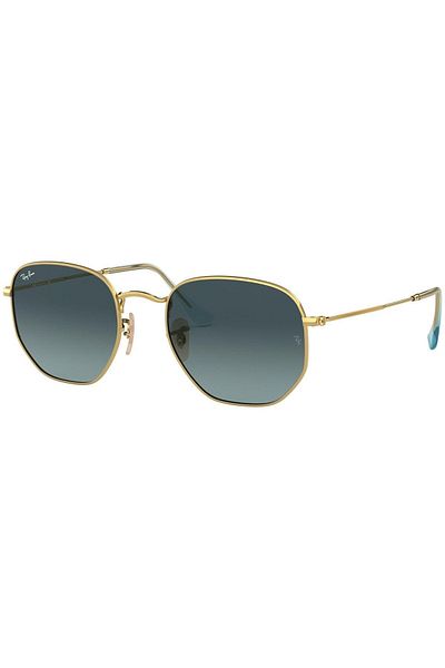 Ray-Ban Ray-Ban Hexagonal RB3548N 9123/3M – Ochelari de soare, Auriu, Lentile Albastru Degrade, Mărime 51