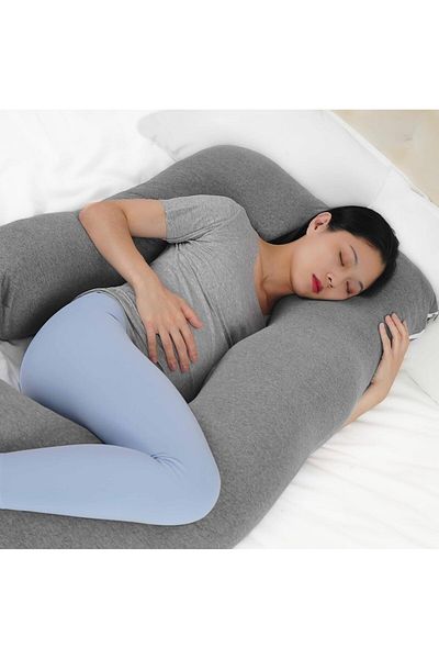 Moon The Moon Brand Organic U-Shaped Pregnancy Pillow - Sleeping Support for Mom to Be - Lump-Free Fillin