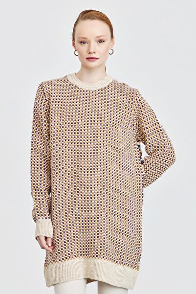 Nihan Vintage Triko Tunik Mor