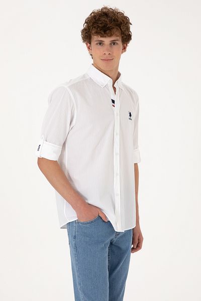 U.S. Polo Assn. Men's White Long Sleeve Shirt 50306321-Vr013