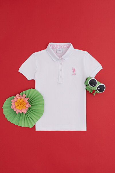 U.S. Polo Assn. Kız Çocuk Beyaz Polo Yaka Basic Tişört 50283286-VR013