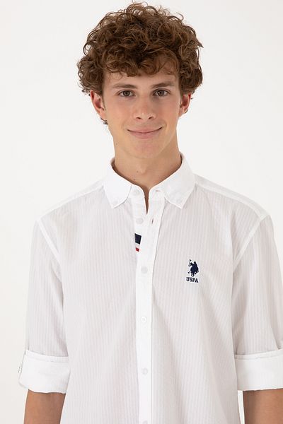 U.S. Polo Assn. Men's White Long Sleeve Shirt 50306321-Vr013