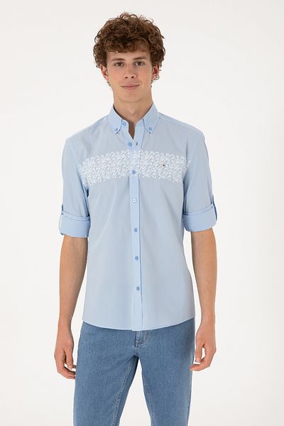 U.S. Polo Assn. Men's Light Blue Long Sleeve Shirt 50306362-Vr003
