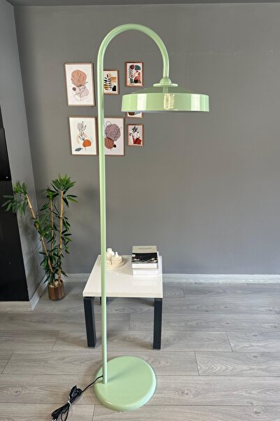 Bamyum Mint Lambader Modern Dekoratif Metal Oturma Odası Çalışma Odası Zemin Lambası