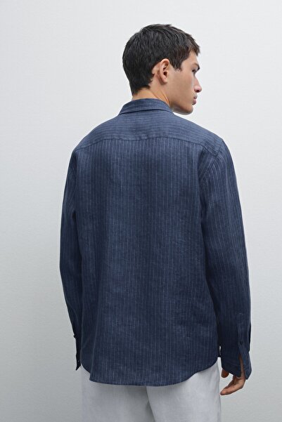 Massimo Dutti Soluk efektli keten regular fit gömlek