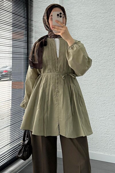 MELEK ARAZ Νευρώδη λεπτομερή Voile Tunic - Mold Green