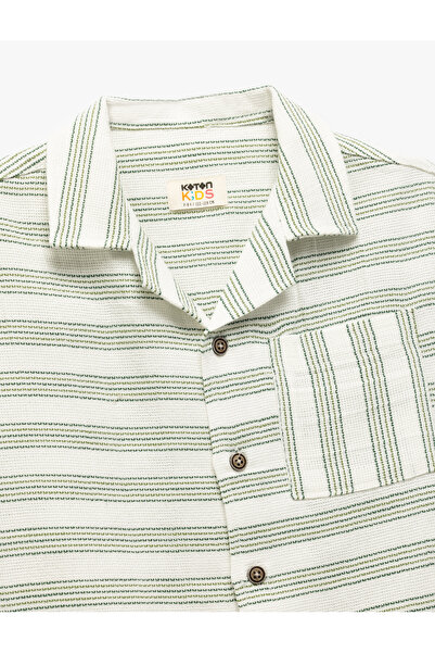Koton beige stripe Short Sleeve Shirt