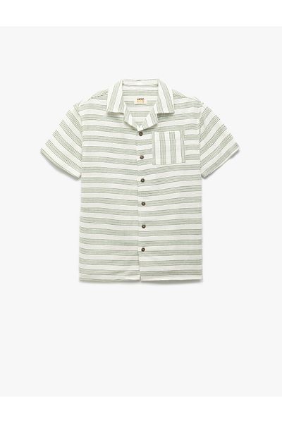 Koton beige stripe Short Sleeve Shirt