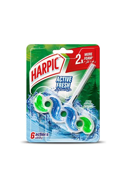Harpic Active Fresh Water Toilet Cleaner Rim Block Pine Forest 35 g