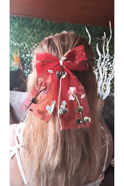 Serenity Women's Ribbon Figure Red Tulle Latch Buckle