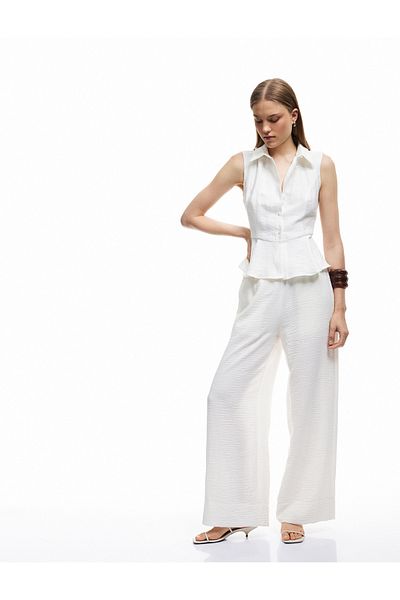 Koton Viscose Fabric Lined Sleeveless Peplum Shirt
