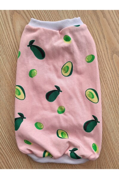 stylie Yazlık Avokado Desenli Kolsuz Penye Kedi Köpek Giysisi, Açık Pembe
