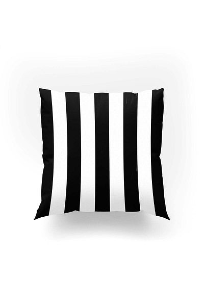 Dokumio Retro Modern Reunion: Stylish Throw Pillow Cover with Black and White Stripes