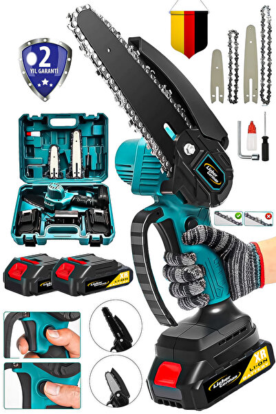 Lieber German Metal Dişli Şanjuman 18v 2x Akülü Çift Pala Zincir Şarjlı Dal B...