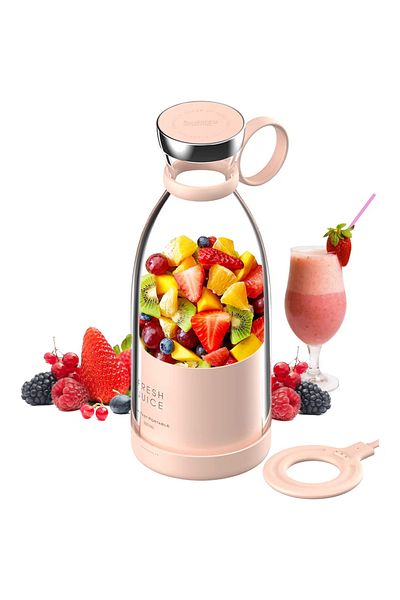 Smart Vibe Mini Electric Blender, MixUP SmartVIBE™, Wireless Charging, Portable, 350ml, 20,000 rpm, Pink