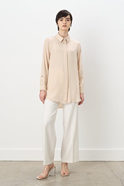 Nihan Toka Detaylı Tencel Tunik Bej