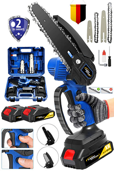 Lieber German Teknoloji 18v 2 Ah 2x Akü Çift Pala Zincir Şarjlı Dal Budama Te...
