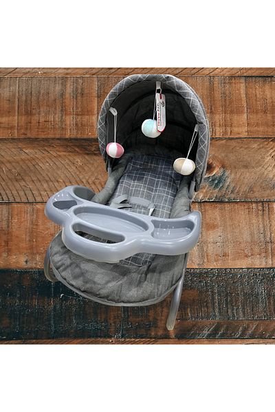 rexa Grey Baby Rocking Chair with Toy Bar