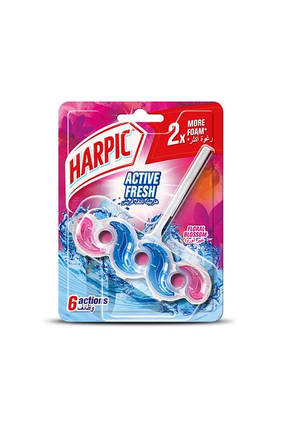 Harpic Active Fresh Toilet Cleaner Rim Block Floral Blossom 35 g