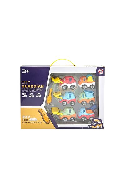 rexa City Guardian DIY Cartoon Car Set – 6-Piece Buildable Construction Vehicle Toy for Kids