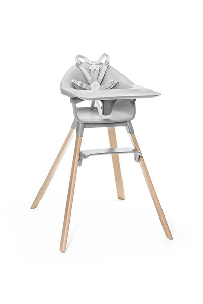 Stokke Clikk Mama Sandalyesi, 3 Kademeli Ayar, 5 Nokta Emniyet Kemeri, Tepsi ve Ayak Desteği Dahil