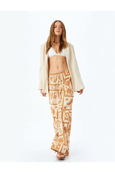 Koton orange design Printed Wide-Leg Pants