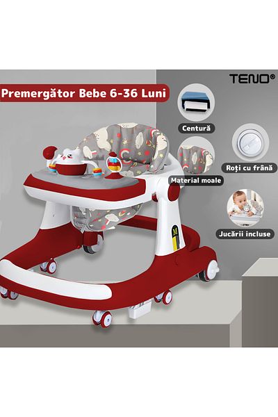Teno Premergator Multifunctional pentru Bebelusi Teno®, pisica, 6-36 luni, rosu
