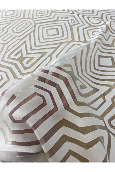 METERİAL قماش محروق منقوش هندسي أبيض - عرض 140 سم |   نسيج شفاف شفاف