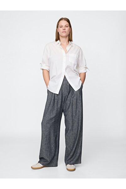 GAP Kadın Lacivert 365 High Rise Keten Karışımlı Pantolon