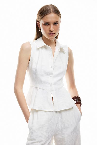 Koton Viscose Fabric Lined Sleeveless Peplum Shirt