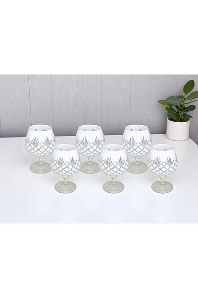 Kristal Market Handmade Crystal Footed Decorative Presentation Set Coffee Side Liquor Water Glass Set of 6