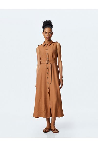Koton brown Midi Shirt Dress