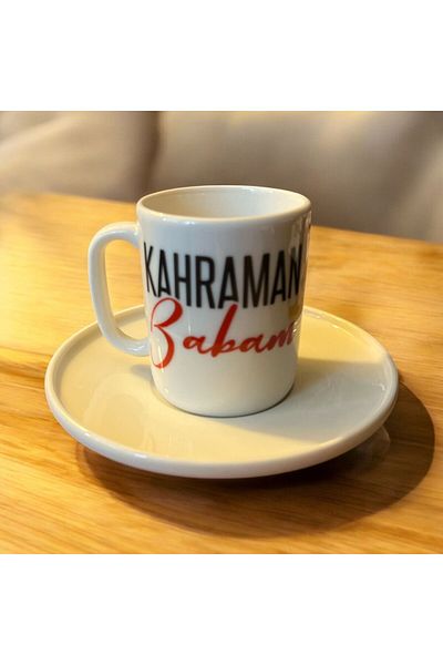 WPAWZ Father's Day Special Design Hero My Father Printed Porcelain Turkish Coffee Cup Set