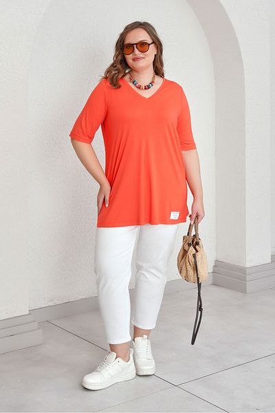 Büyük Moda V-NECK DUMPED BASIC TEE