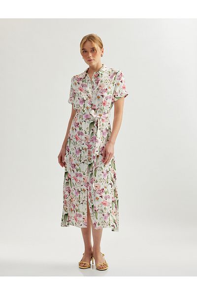 Koton pink design Floral Shirt Dress