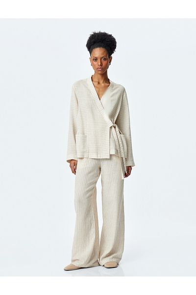 Koton brown stripe Wide-Leg Trousers
