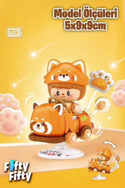 Vagonlife Loz Creative Series Swinging Brown Raccoon Model 190 Piece Toy Building Set Fflz-4302