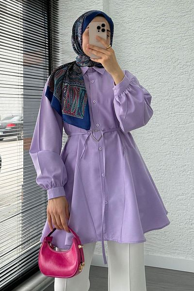 MELEK ARAZ Heart Belted Tunic - Lilac