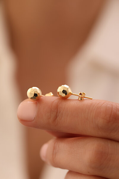 YAVUZ KUYUMCULUK 14 Ayar Altın Disko Topu Kalemli Top Küpe