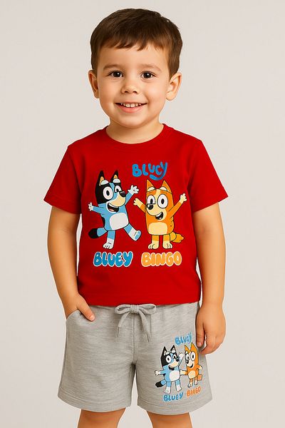 2kids2mom Character Pattern Tshirt and Shorts Bottom Top Boys' Set
