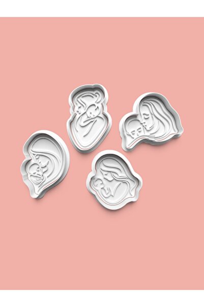 AKTASTORE قالب كوكيز للأم والطفل وقالب عجينة السكر مجموعة من 4 قطع 0801-set