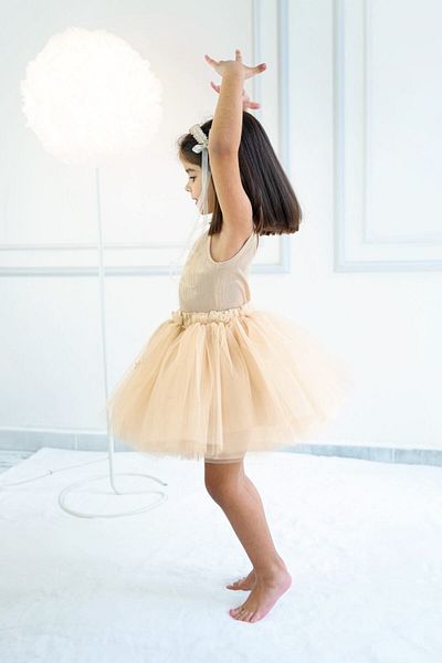 DUCA KIDS Glittery Strap Snap Girls Bodysuit and Fluffy Tutu Skirt Set