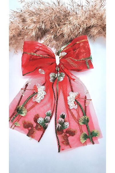 Serenity Women's Ribbon Figure Red Tulle Latch Buckle