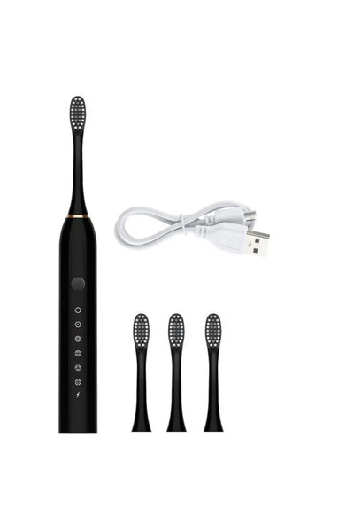 ABYZ Electric toothbrush with 4 interchangeable heads and USB charging Black ...